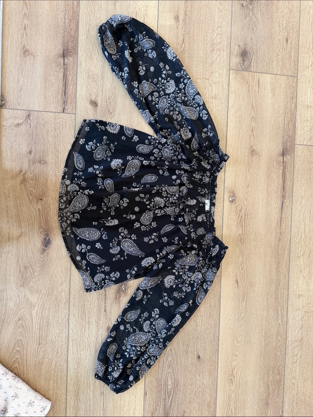 Women’s Black Paisley Off-Shoulder Top